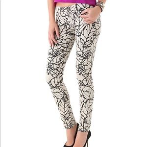 Paige Leaf Print Skyline Skinny Jeans